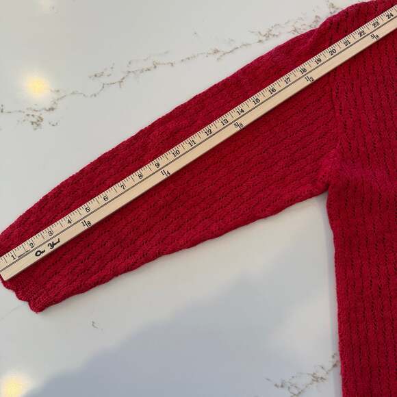 Doncaster Vintage Red Knit Sweater | Chunky Textured Pullover | Classic Cozy - Picture 5 of 6